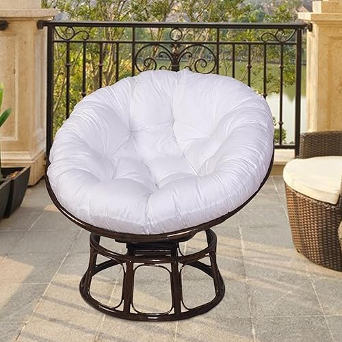 Miniatura 5 de Cojín de asiento para exteriores, redondo, extraíble, 24 x 24 pulgadas, color blanco