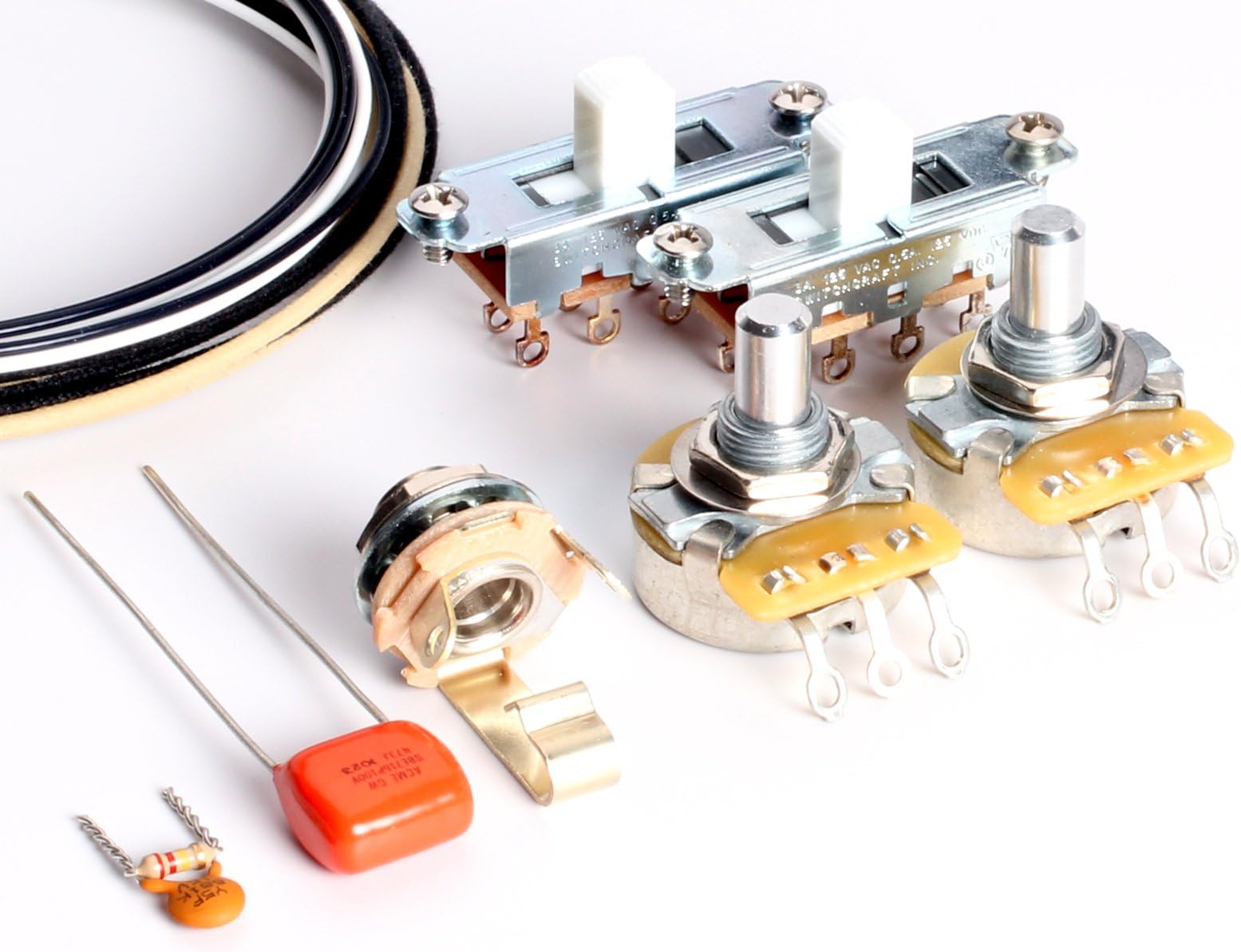 Guitar Wiring Kit, For Fender Mustang (White Switches)