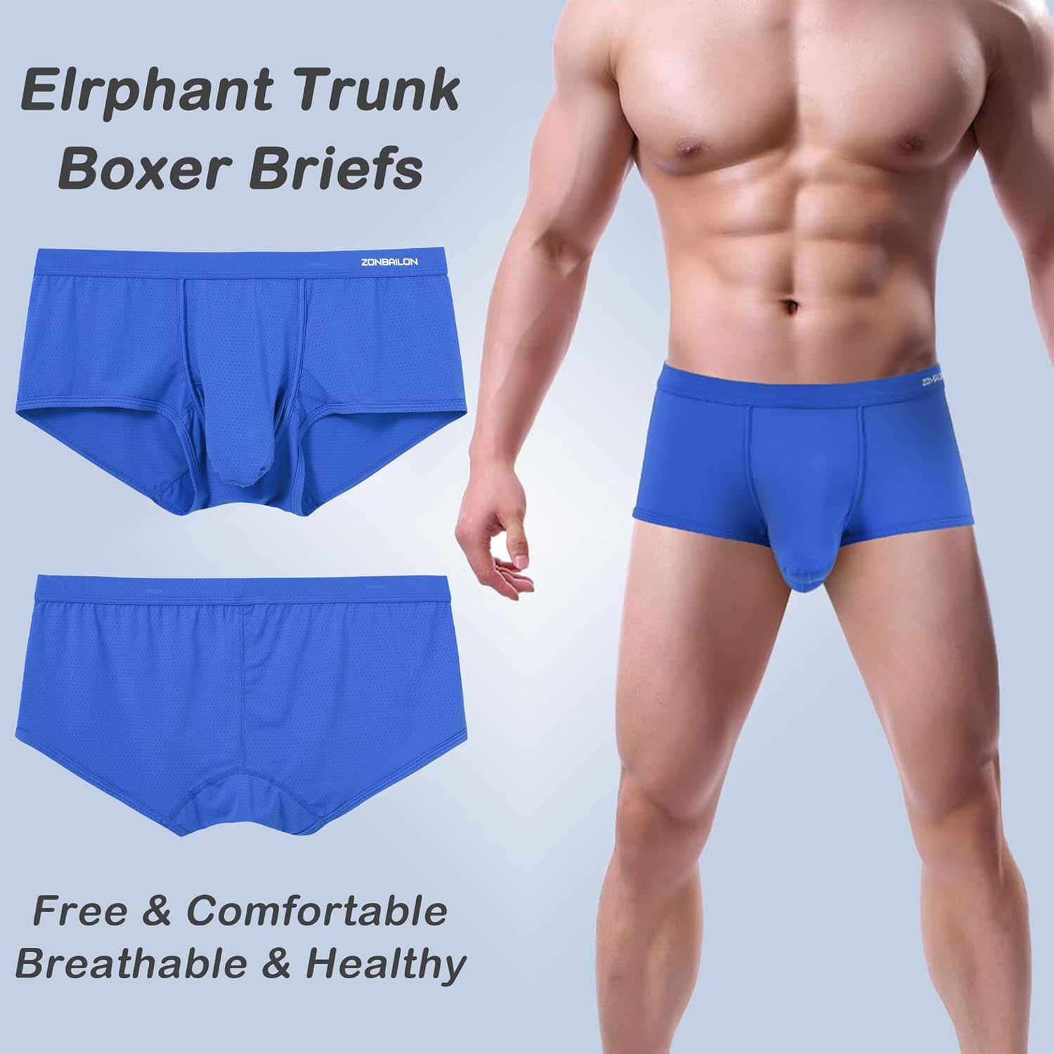 Mens Boxer Briefs Sexy Elephant Trunk Underwear Bulge Enhancing Dual Pouch Breathable - Image 2
