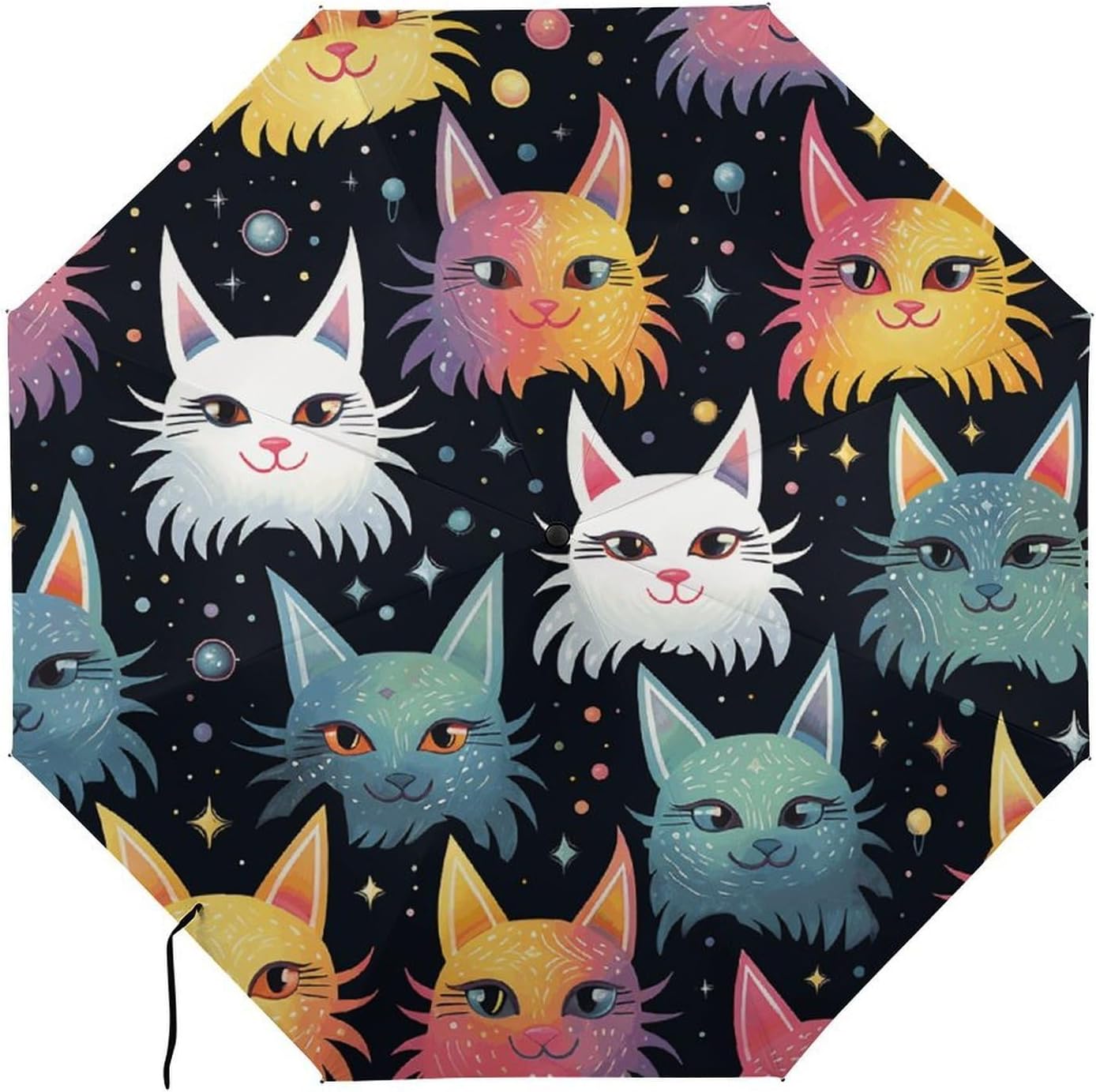 Star Ear Cat Umbrella Extra Large Folding, Travel Umbrella Windproof, Compact, Golf Umbrella With Unique Patterns, Fashionable And Beautiful for Men And Women.