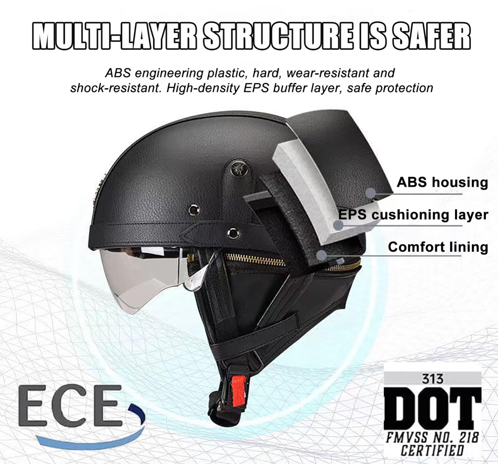 Casco Da Motociclista Retrò Casco Da Motociclista Mezzo Casco Per Uomo E Donna Casco Da Motociclista Omologato ECE Casco Da Motociclista Stile Tedesco Casco Da Scooter