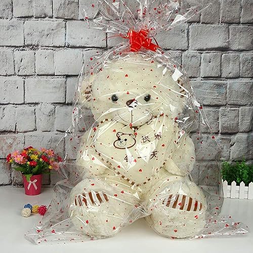 Miniatura 5 de Morepack Bolsas transparentes para cestas, paquete de 10 bolsas de celofán grandes de 22 x 32 pulgadas, envoltura de celofán transparente impresa