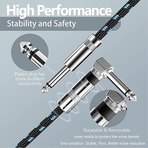 Miniatura 5 de Cable de instrumento para guitarra de ángulo recto a recto de 14 de pulgada para guitarra, bajo, teclado, mezclador, amplificador, altavoz,