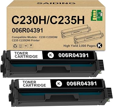 Extra High Yield C235 C230 Black Toner Cartridge with Chip Xerox 006R04391 Compatible for Xerox C230 C230DNI C235 C235DNI Printers 2 Pack