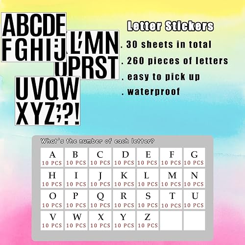 Miniatura 2 de Bemeol 340 piezas de 30 hojas de calcomanías de letras grandes de 4 pulgadas, autoadhesivas, letras del alfabeto, calcomanías para tablones de