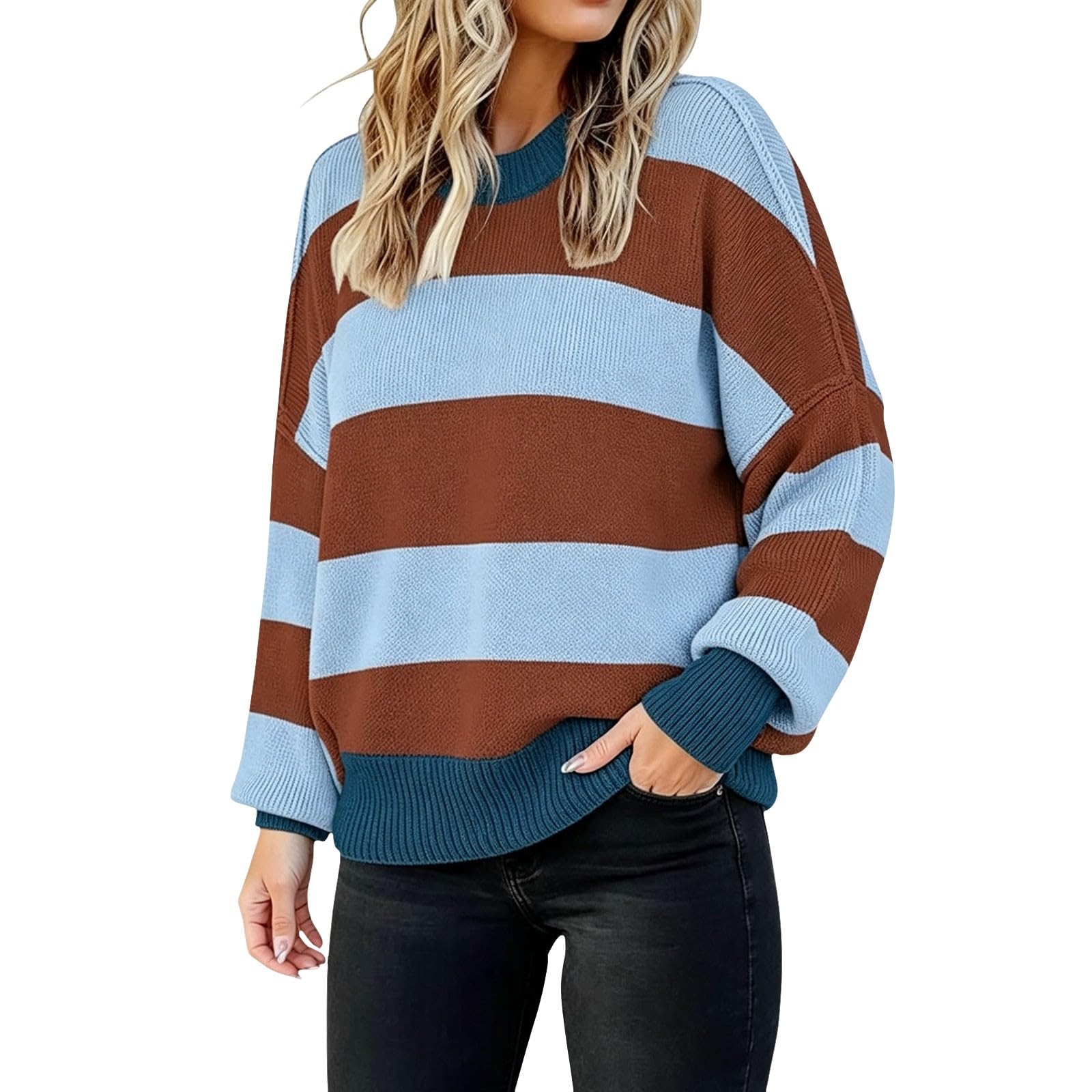 Generico Maglia Donna Casual Oversize Morbida e Calda Maglione Autunnale Invernale per Tempo Libero