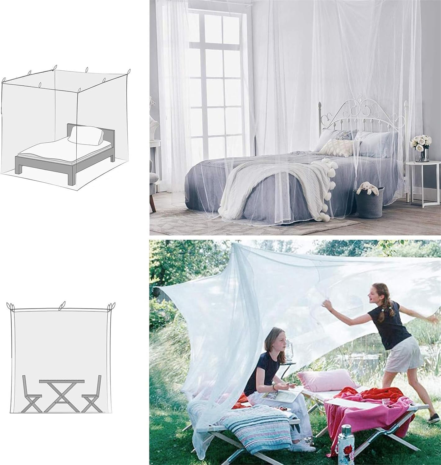 Extra Fine Polyester Square Netting Mosquitoes Netting for Indoor and Outdoor Protections Camping Net