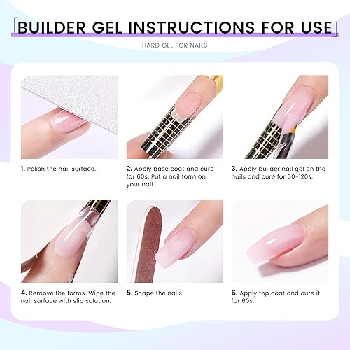 Miniatura 5 de Gel duro para uñas, gel constructor para uñas, de larga duración, color rosa fuerte, escultura 3D para extensión de uñas, 5.3 onzas líquidas (rosa,