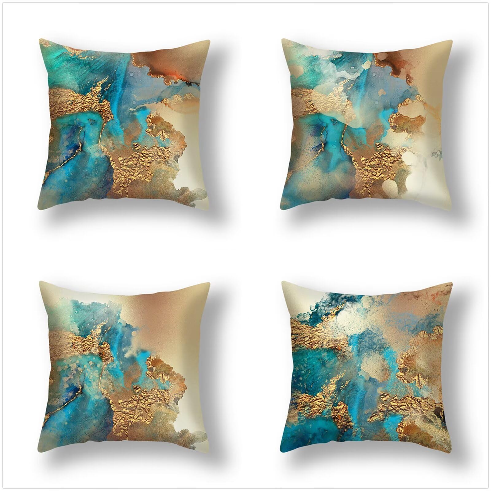 Federe per Cuscini Super Soft 50x50cm Set di 4 Quadrato Bifacciale Copricuscini Divano Decorativi Blu giallo nordico Decor Fodere per Divano Sedia Cuscini Camera da Letto Cuscini Arredo P1-22