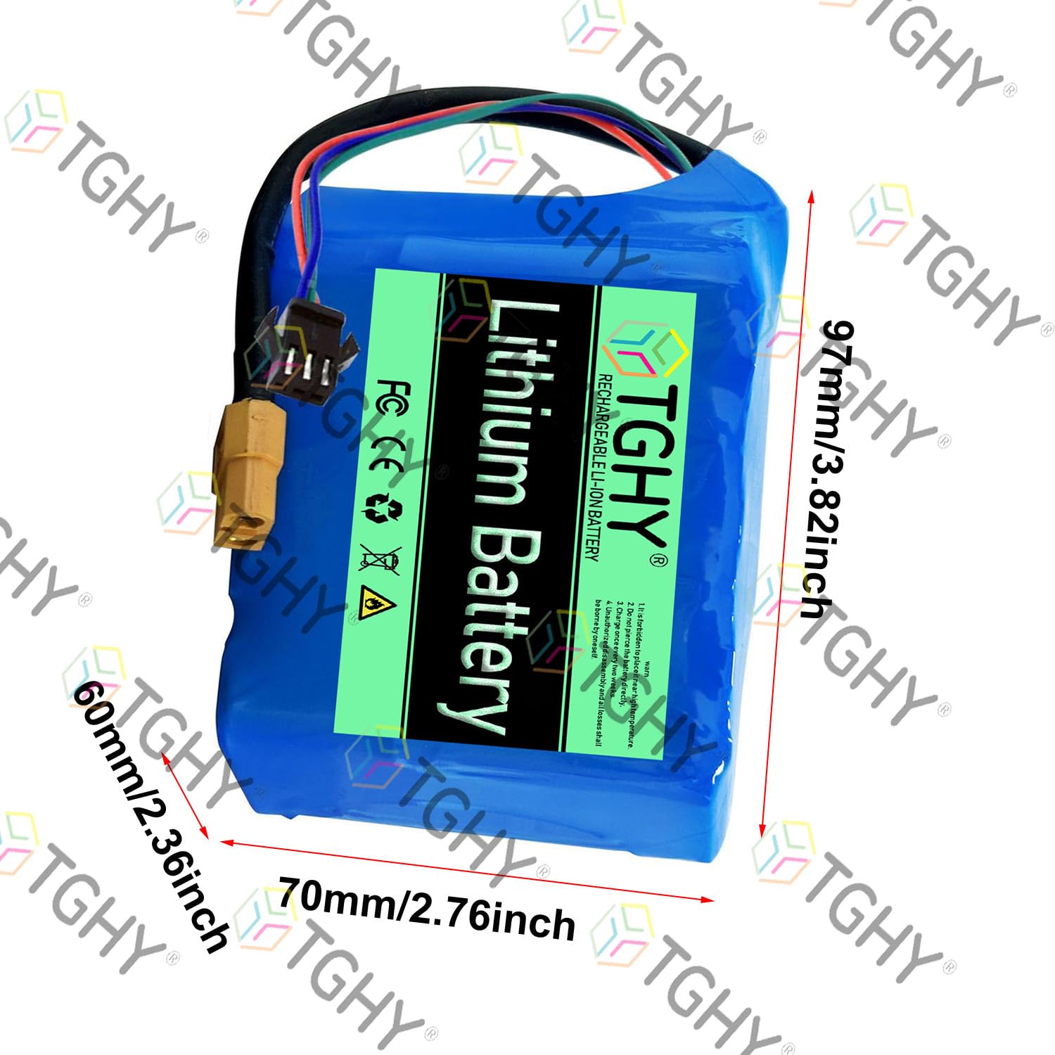TGHY 25.2V Rechargeable Lithium Battery Pack 24V 4Ah Hoverboard Battery Replacement with XT60+SM for 100.8W or Less Balance car/Skateboards Motor — view 2