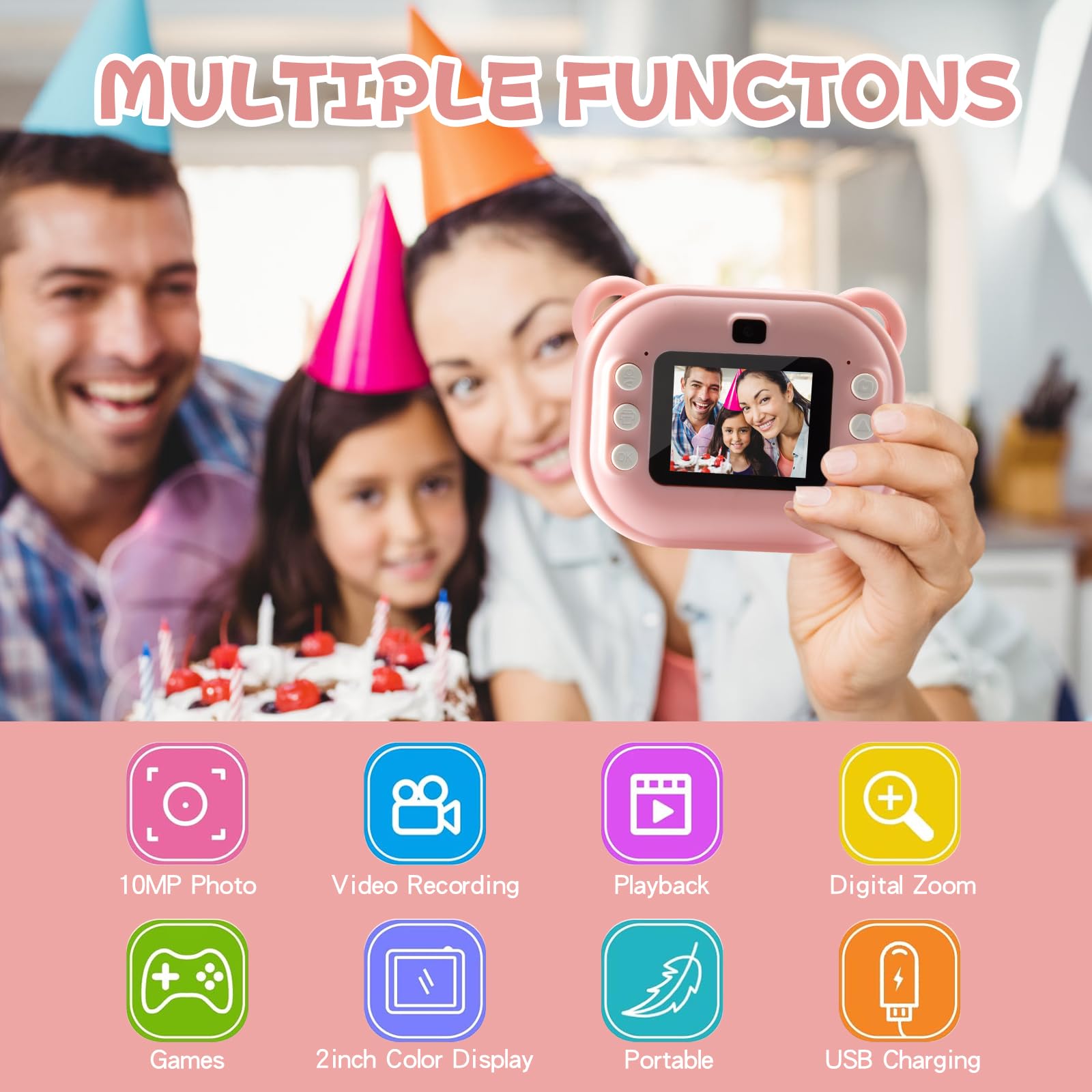 Kids Camera,Kids Camera Instant Print for 3-14 Year Old, 32GB Card,1080P HD Kids Digital Camera for Kids Toy Gift - Image 2
