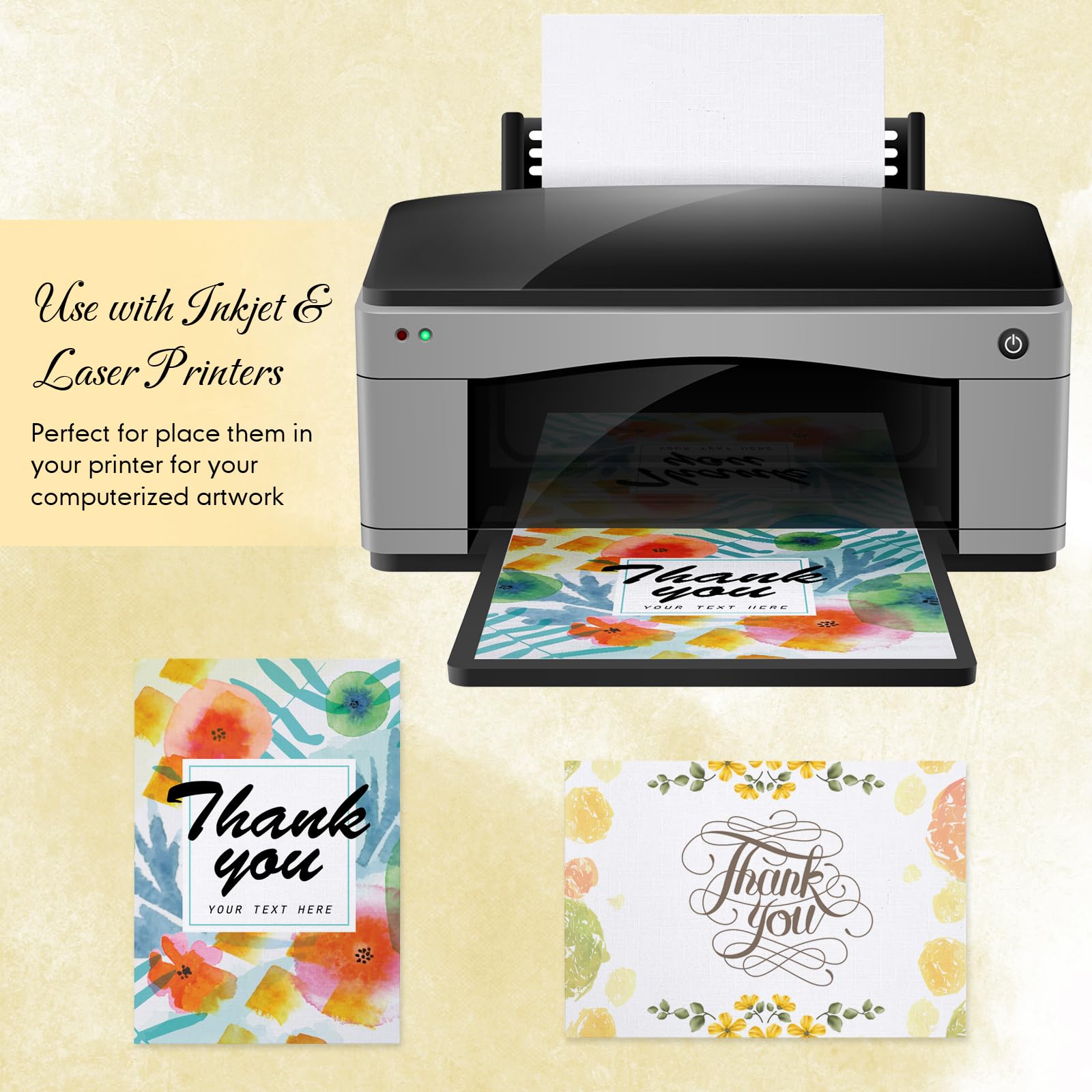 Geosar 500 hojas de cartulina de lino de 5 x 7 pulgadas, cartulina de invitación, papel de impresora de peso pesado, 90 libras, tarjetas de índice de 250 g/m² para cubierta de impresora, postales
