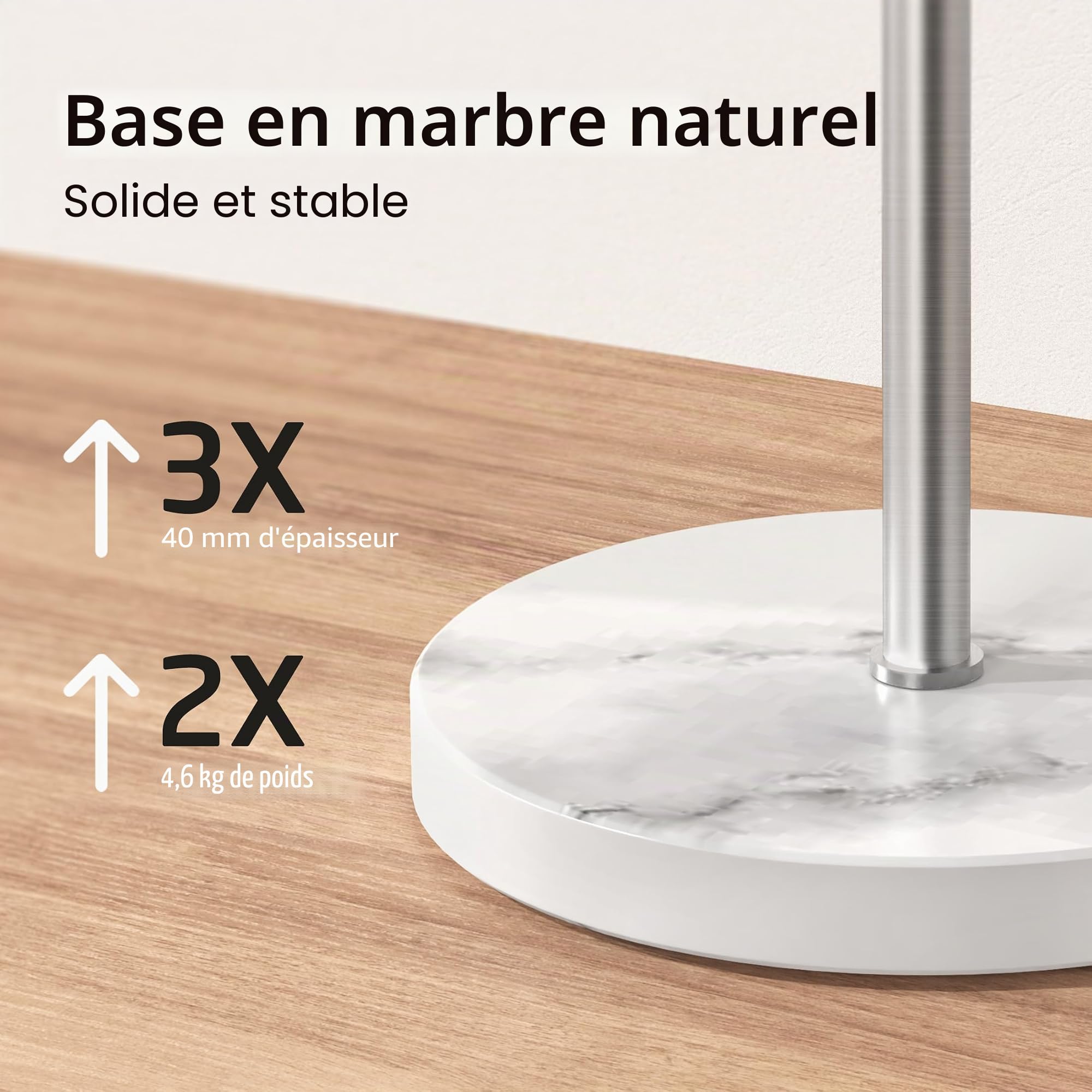 KES Porte-Serviettes sur Pied Porte Serviettes Pivotant 4 Barres avec Base en Marbre Porte Serviette Acier Inoxydable SUS304 Barre Porte-Serviette Brossé, BTH219S4-2