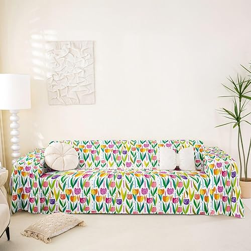 Vista 17 de Erosebridal Funda de sofá con diseño de mariposas de 71 x 102 pulgadas, antideslizante, diseño de girasol, valla de madera, bonito diseño floral