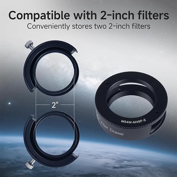 SVBONY SV226 Telescope Filter Drawer, with M54-M48 Adapter for 2'' Filters