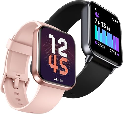 aeac Paquete de 2 relojes inteligentes (negro + rosa), reloj de seguimiento de actividad física 2024 para hombres y mujeres