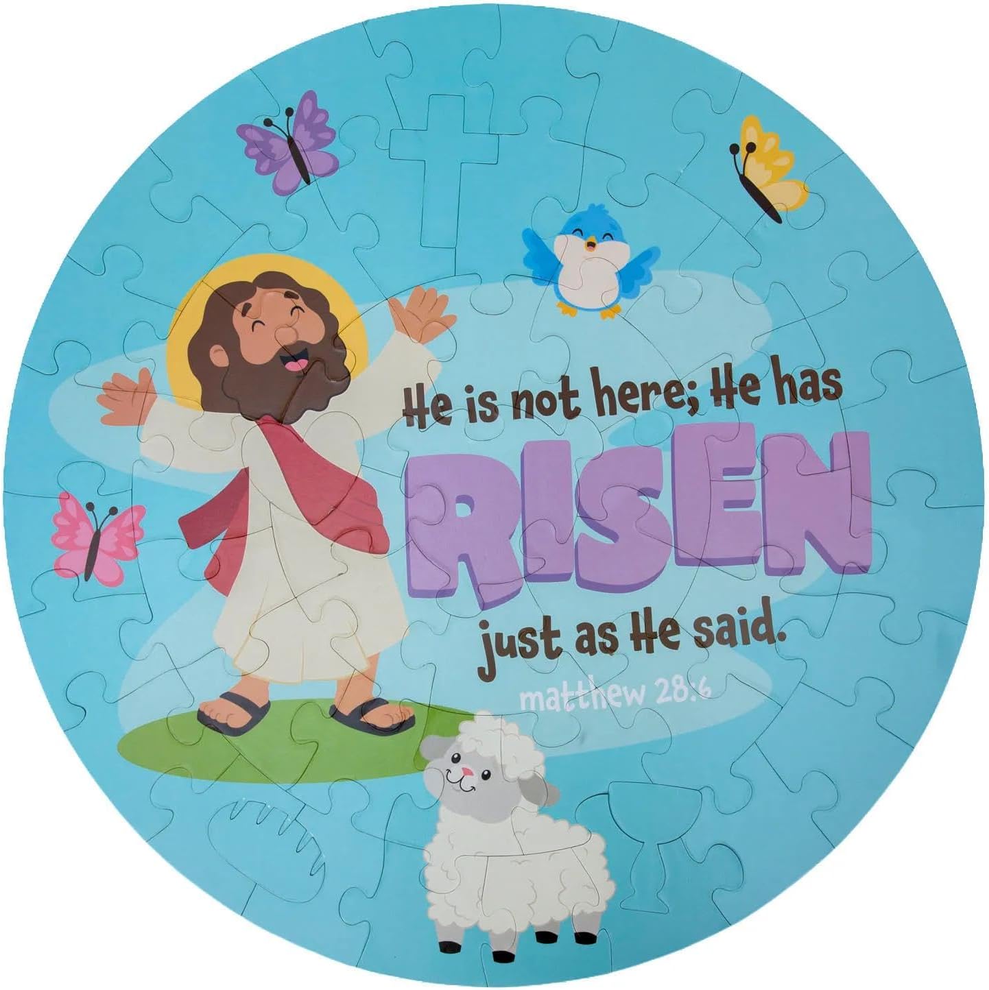 36" x 36" Religious He Lives Matthew 28:6 Double-Sided Floor Jigsaw Puzzle