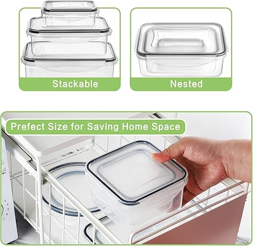 Miniatura 5 de HOMBERKING Juego de 40 recipientes de almacenamiento de alimentos con tapas a presión (20 tapas + 20 recipientes), recipientes de plástico,