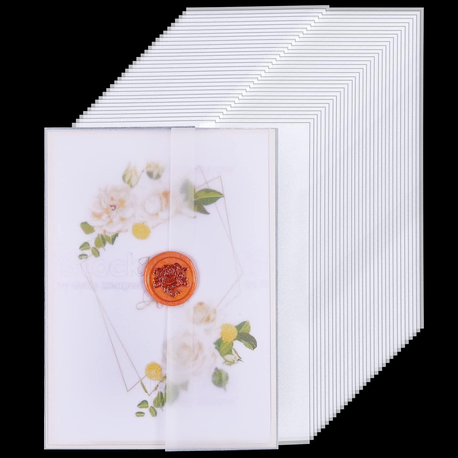 200 Pcs Vellum Paper White Vellum Jacket for 5 x 7 Invitations Translucent Arts and Crafts Vellum Pre Folded Vellum Wedding Invitations Wraps for DIY Envelopes Cards