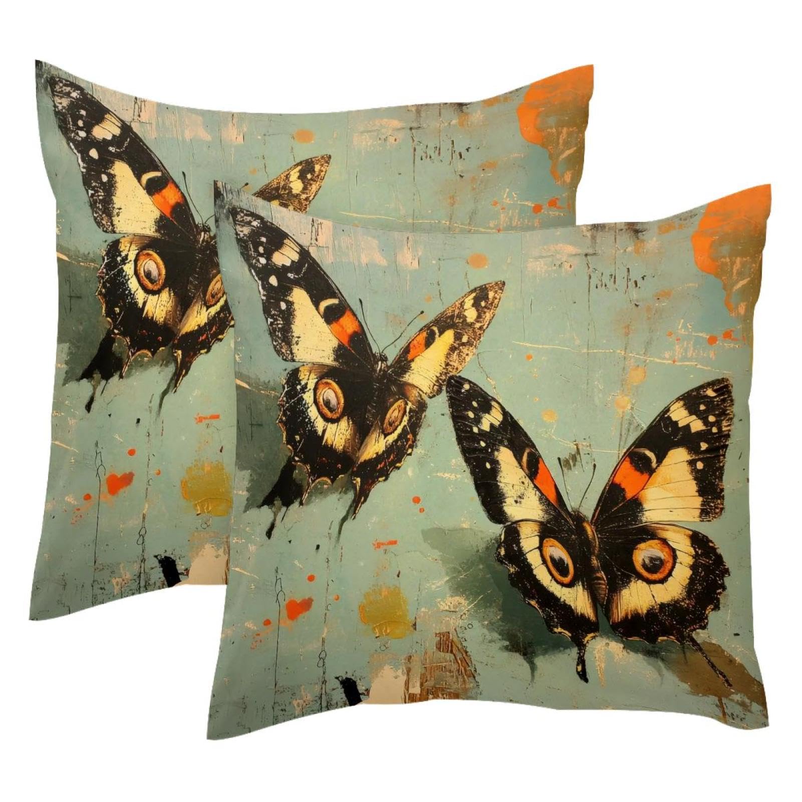 Housse de coussin velours 50x50 cm avec motif papillon pour décoration haut de gamme