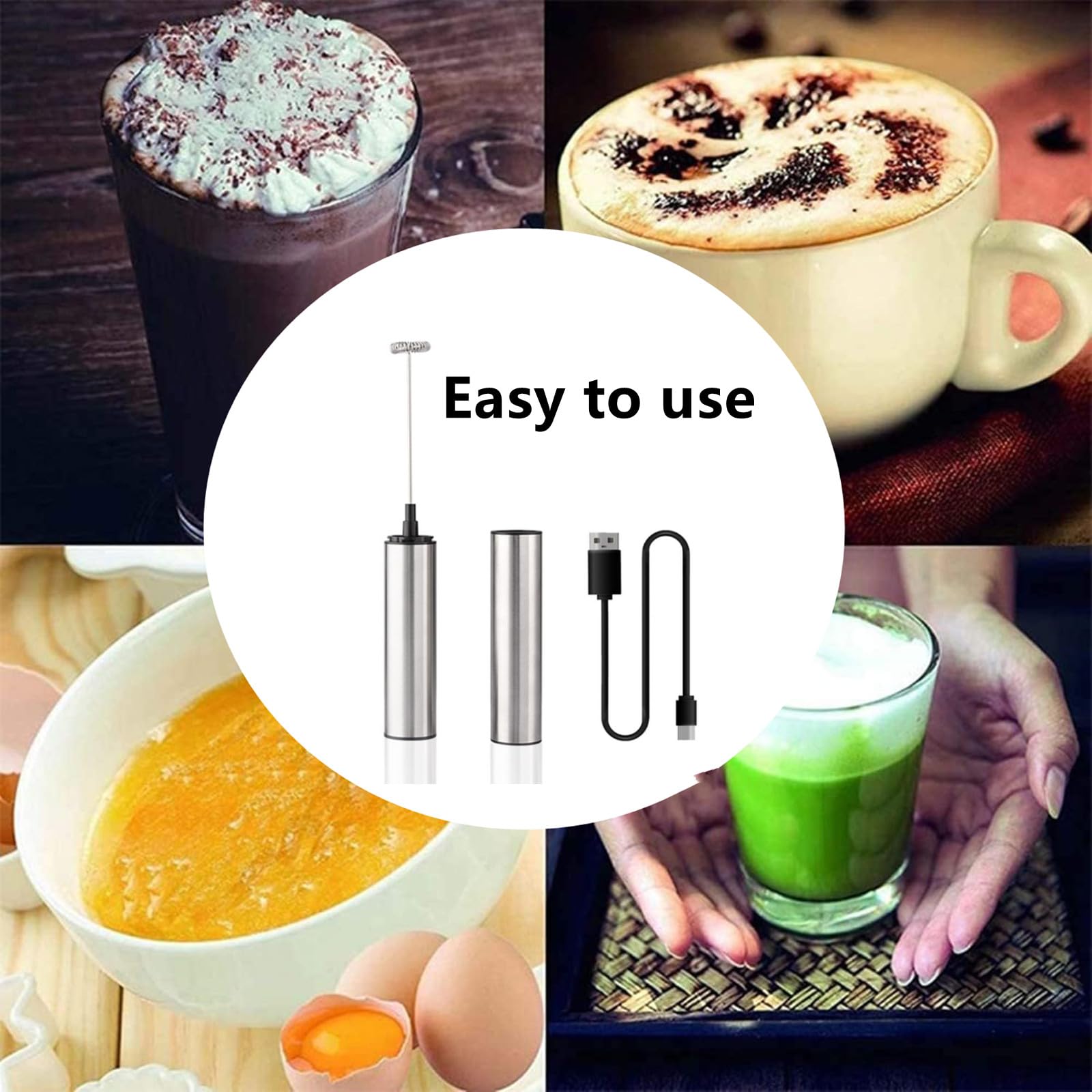 Mousseur à Lait Électrique Portable,Mousseur Lait Rechargeable USB