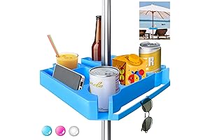 Beach Umbrella Table Tray Blue: Ideal Seaside Companion for Drinks, Snacks, & Shades
