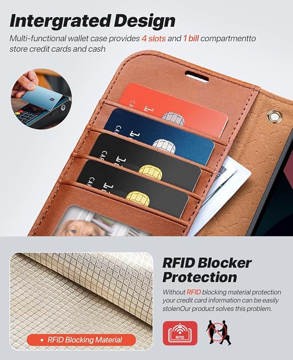 OCASE for iPhone 13 Pro Max Case Wallet with Card Holders Magnetic Detachable 2 in 1 Flip PU Leather Phone Case Cover Folio RFID Blocking Kickstand-Brown by OCASE - Image 6