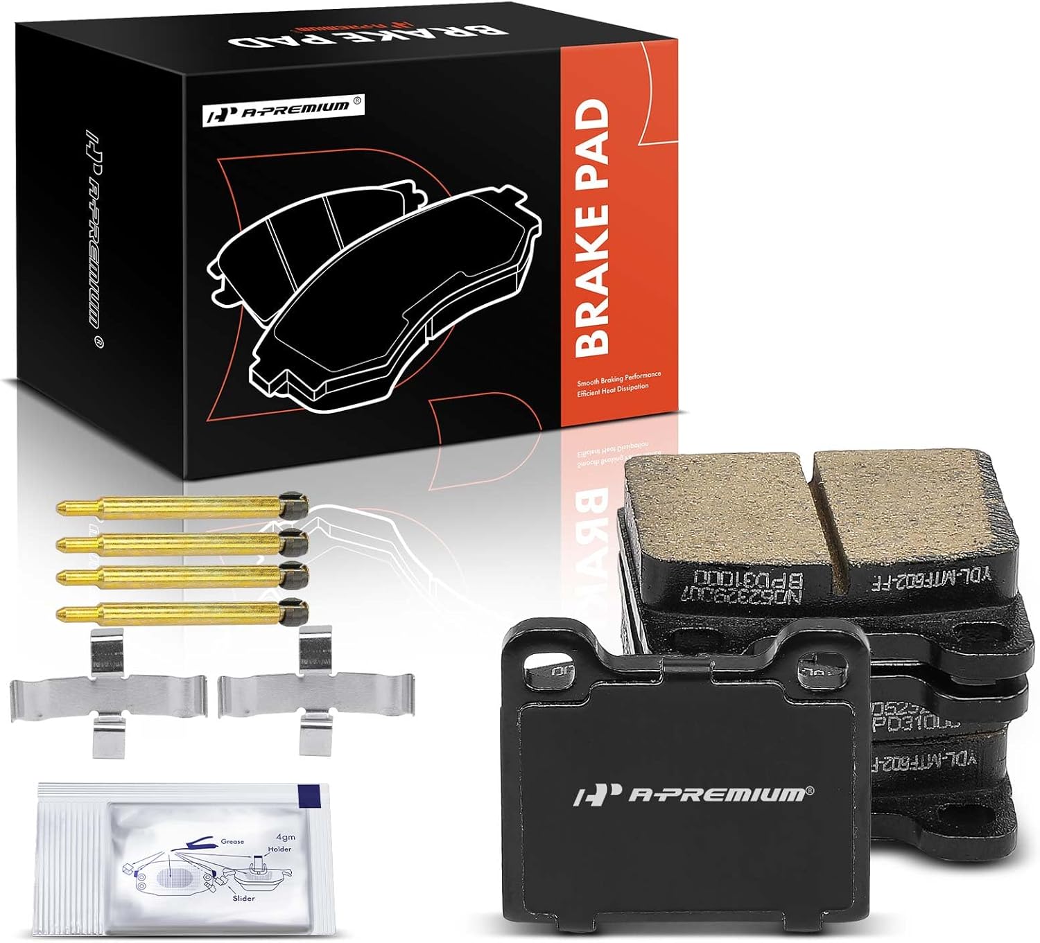 A-Premium Rear Ceramic Brake Pads Set Compatible with Volvo C70, S90, 240, 242, 244, 245, 740, 745, 780, 940, 960, V70, V90 & Mercedes-Benz 240D, 280CE, 280E, 280SE, 300CD, 300D, 300SD, 4-Pack