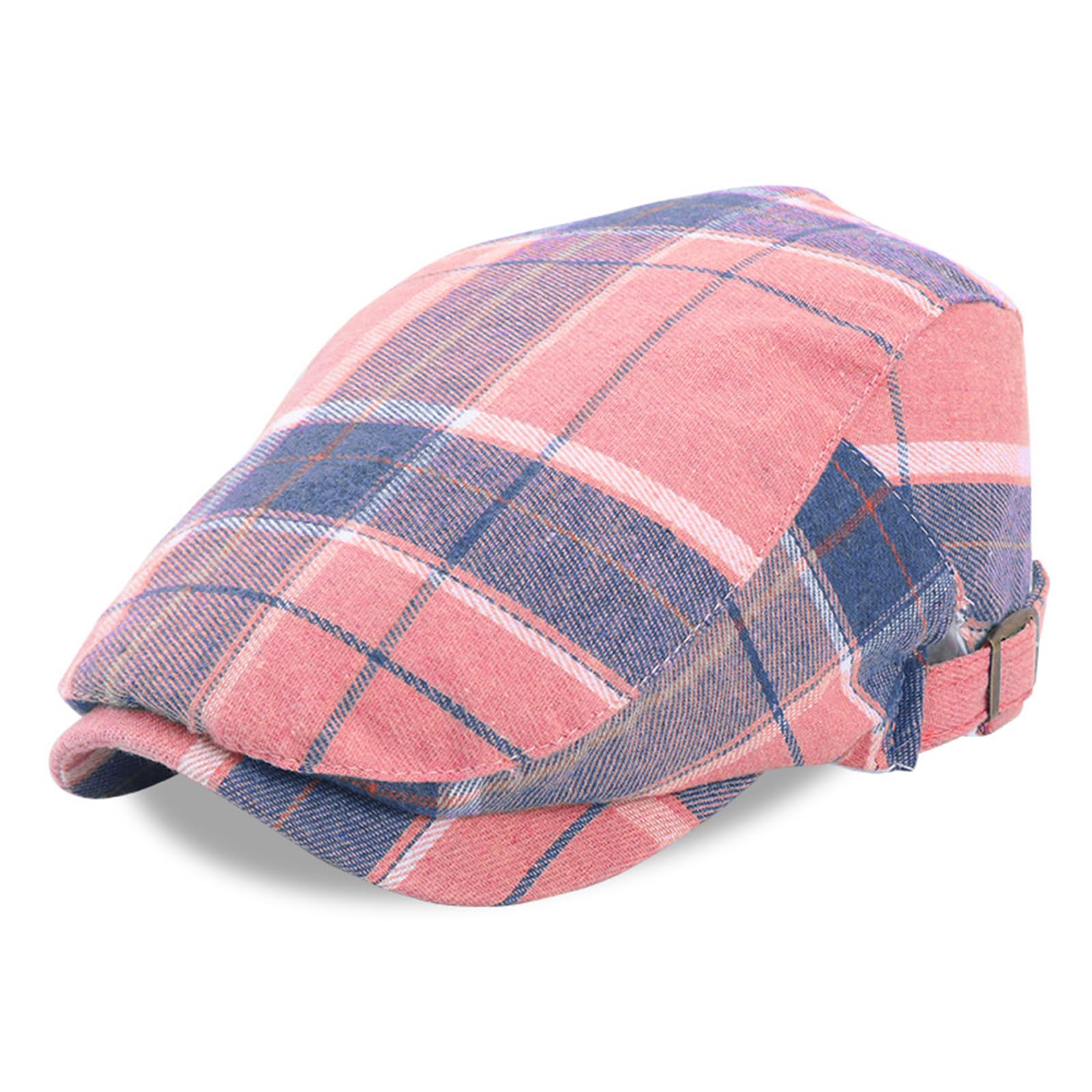 MICFENY Elegant Plaided Cotton Berets Hat Breathable Cap Lightweight For Daily Wear And Travel Outdoor Activities