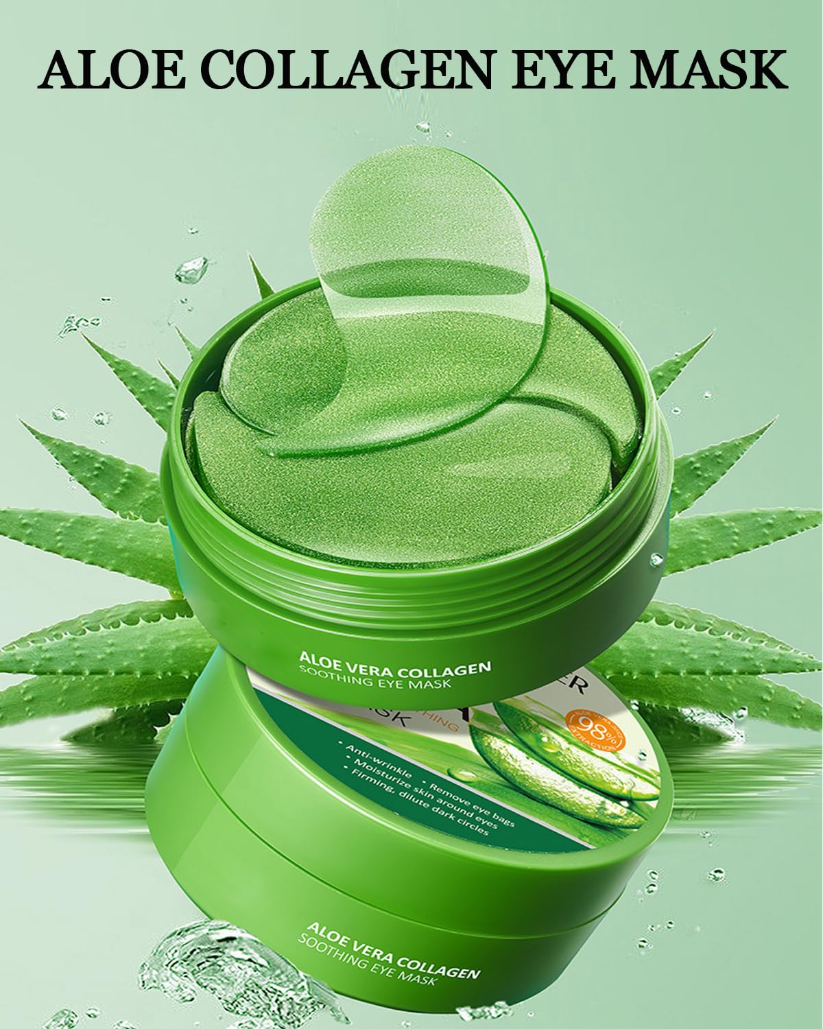60 szt. Aloe Vera Maska na oczy, hydrożelowa maska na cienie i zmarszczki, zabieg przeciwstarzeniowy kolagenu, zmniejsza worki na oczy i cienkie linie