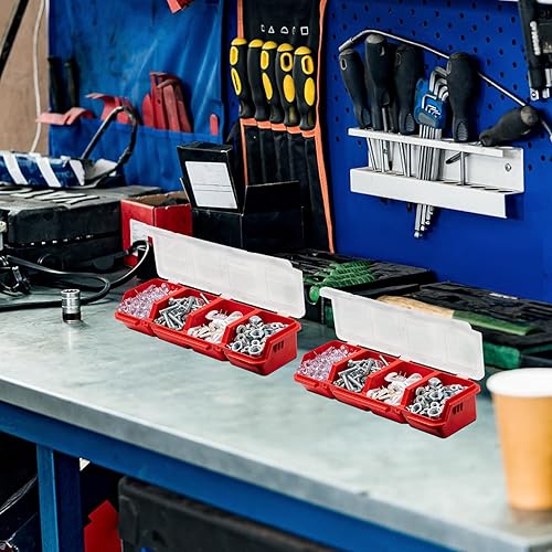 Miniatura 7 de Hushee Caja organizadora de tornillos de 6 piezas con tapa, 4 compartimentos, separador de contenedores de herramientas, organizador de hardware