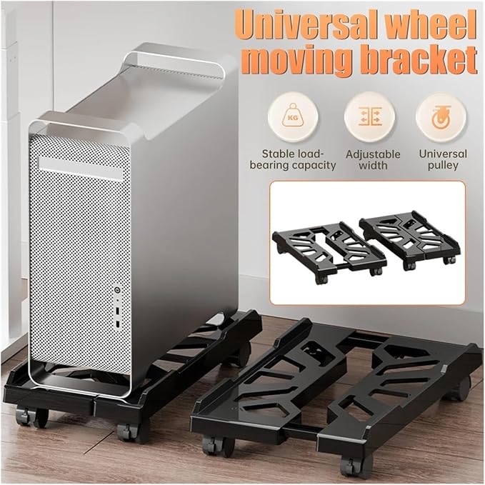 Soporte móvil ajustable para torre de PC con ruedas miniatura 4