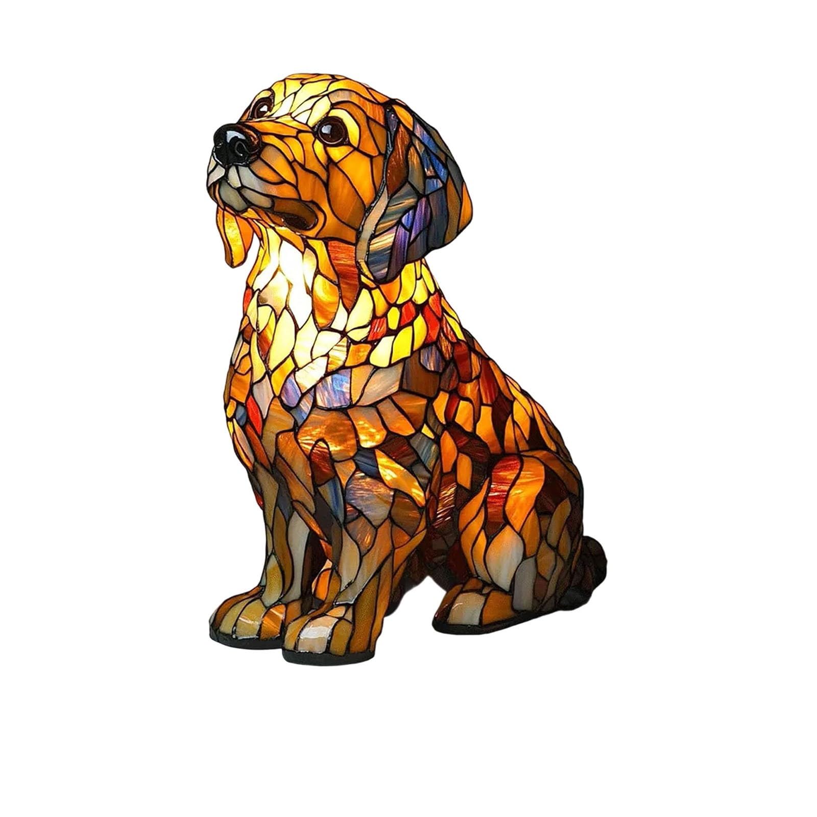 LED Dog Night Light,Stained Mosaic Resin Made Table Lamp,9 Cute Breeds,Decorative Accent Lamp for Kids' Room Bedroom, Cozy Warm Glow,Unique Pet Themed Home Decor (Golden Retriever)