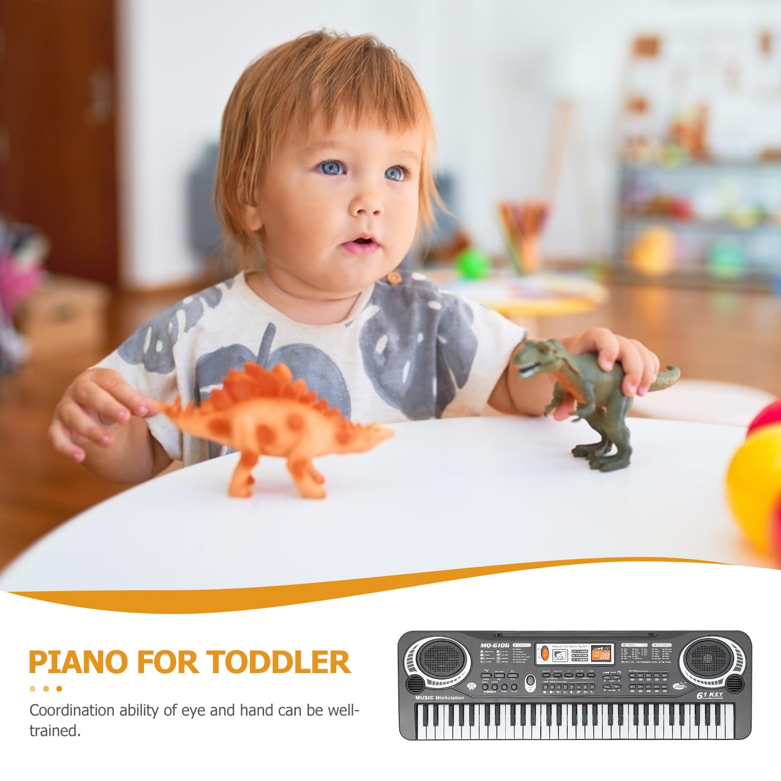 LABRIMP Teclado de Piano Electrónico y Material Abs Diseño de 61 Teclas , Función de Reconocimiento de Voz Juguete Educativo Musical para Niños para Aprendizaje Temprano