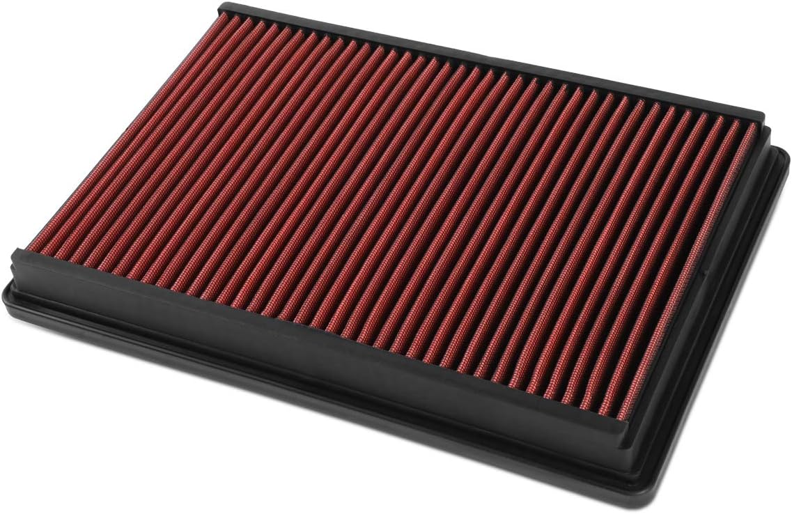High Flow Engine Air Panel Filter Drop-in Reusable & Washable Compatible with Dodge Ram 1500 2500 3500 Pickup Classic 4500 5500 02-20 (Red)