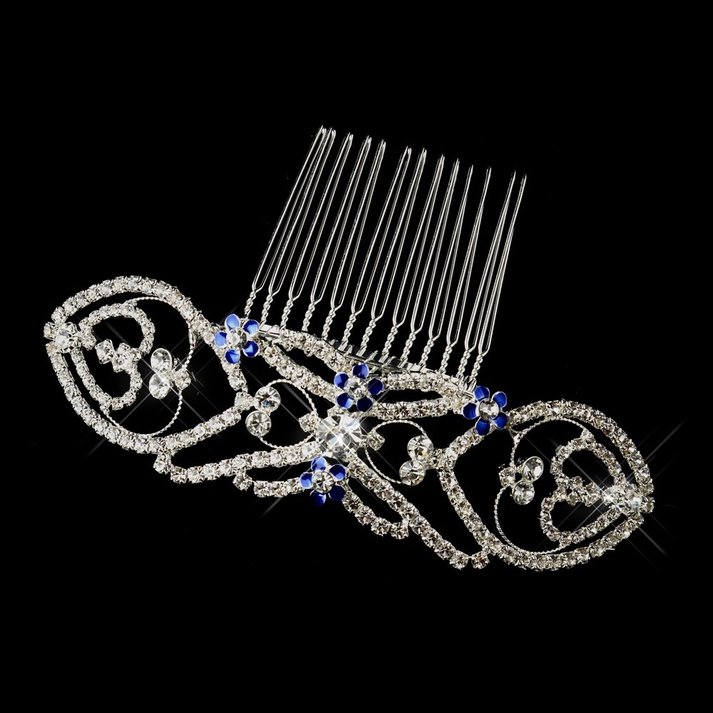 Bella Silver & Blue Rhinestone"Twilight" Wedding Bridal Occasion Comb