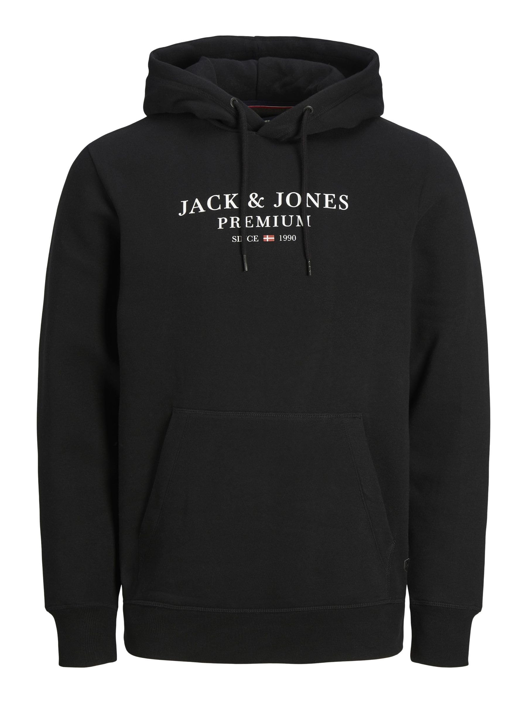 Jack And Jones Men's Black Archie Logo Hoodie in Size L, Sports Direct