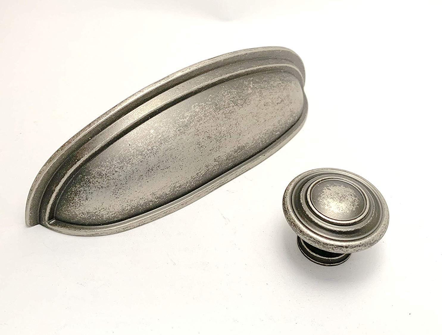 TANGDIAABBCC Aeiniwer Sonoma Cabinet Hardware Montana Pull Bin Cup Handle Antique Pewter 4" Between Screw Holes New