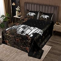 Vista 6 de Erosebridal Juego de edredón de alce tamaño Queen, juego de ropa de cama de animales de bosque de selva, juego de ropa de cama con silueta