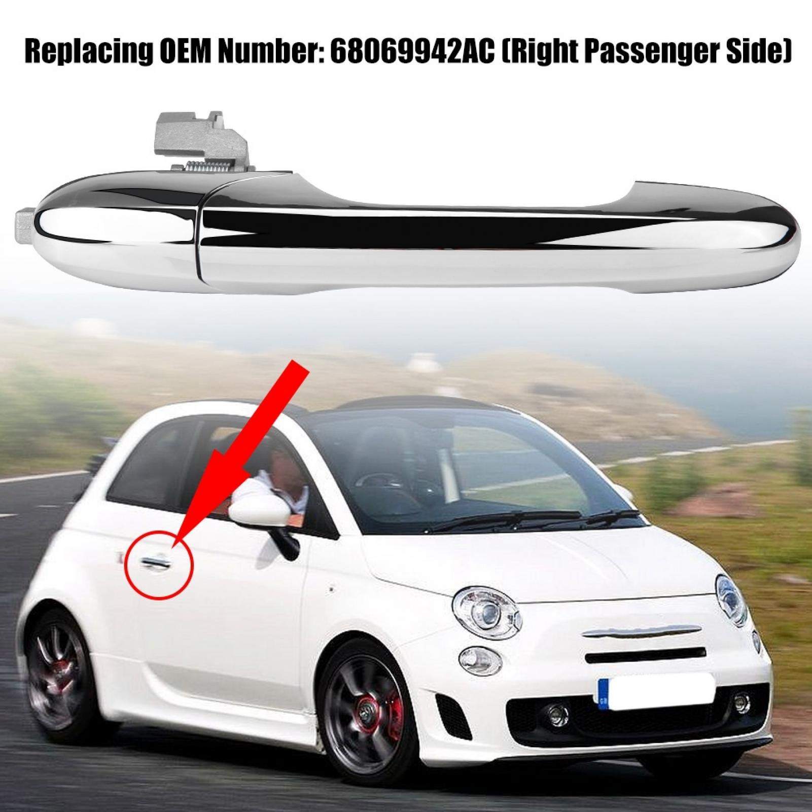 Maniglia Esterna 500 Lato Passeggero e Guida - Anteriore Destro e Sinistro - Maniglia per Porta Esterna Cromo (Right Driver Si