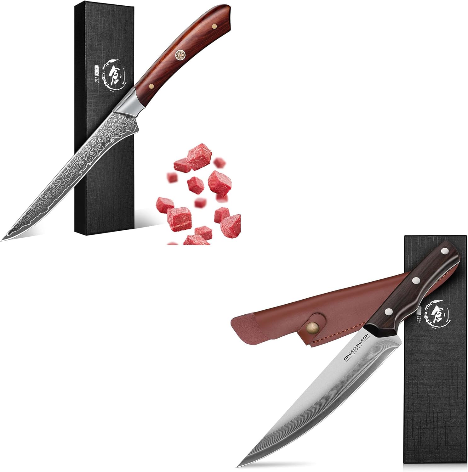 Dream Reach Boning Knife for Meat Cutting Damascus Fillet Knife Brisket Trimming Knife for Kitchen Boning Knife for Meat Cutting Japanese 6.7 inch High Carbon Steel Deboning Knife for Meat