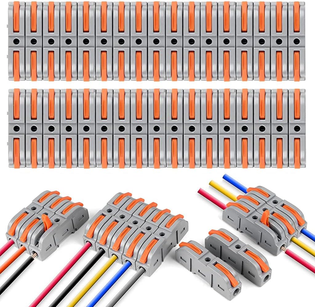 Serplex Wire Connector, 34Pcs Universal Connection Terminals, Circuit Inline Splices Electric Connectors, SPL-1 Clamp with Actuation Lever, 4 mm² Conductor Clamp, Quick & Freely Assemble