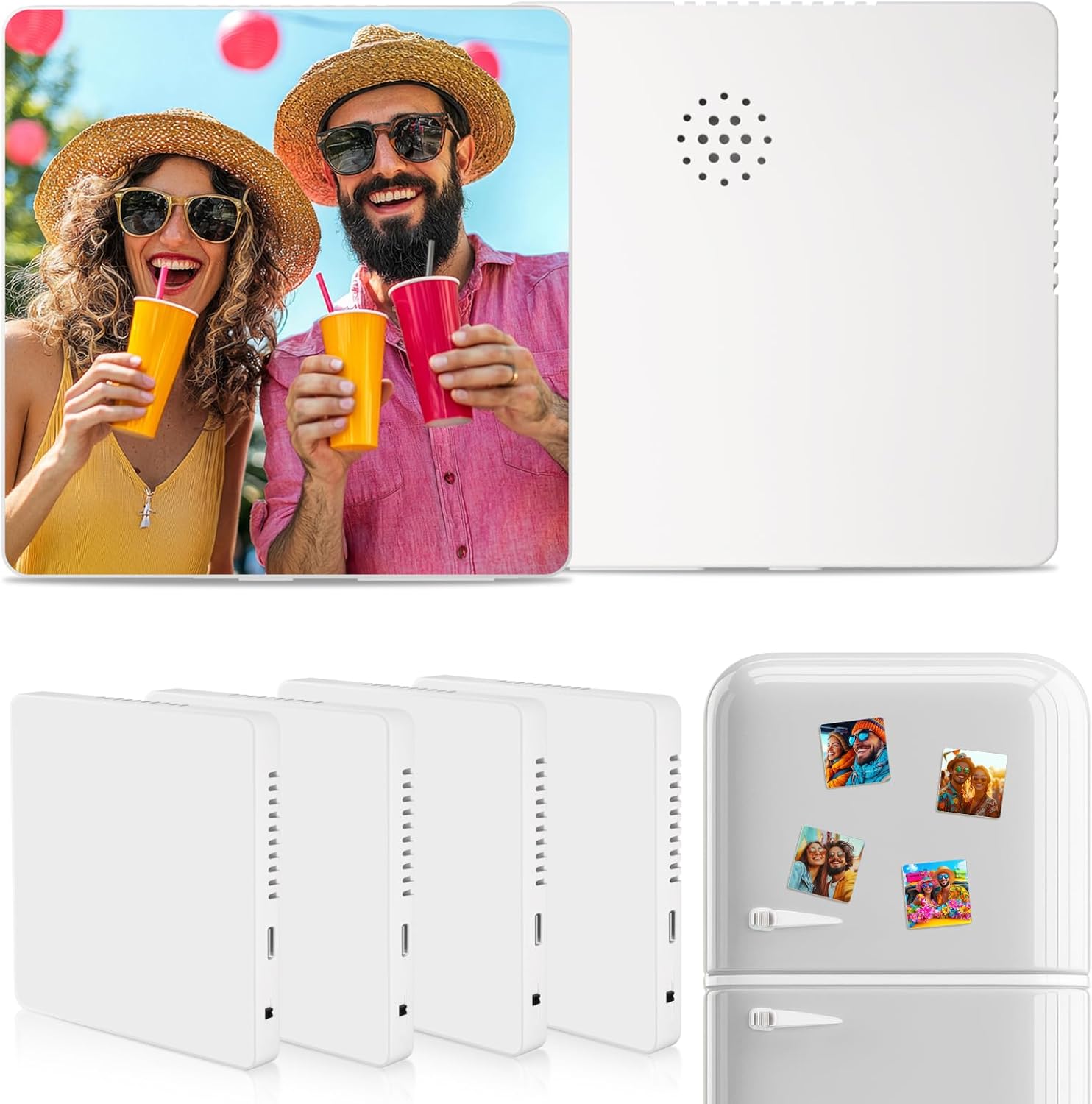 PYD Life 6 Pack Sublimation Music Fridge Magnet Blanks White,3.93"x3.93" Album Refrigerator Magnets,Built-in Music Can Play Songs for Heat Press Machine Printing,Customizable Gifts for Him/Her