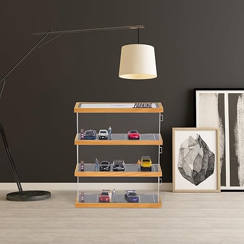 Miniatura 7 de cxiiuui Vitrina a escala 164 para modelos de autos de 3 capas, caja de almacenamiento de 15 espacios de estacionamiento, exhibidor coleccionable con