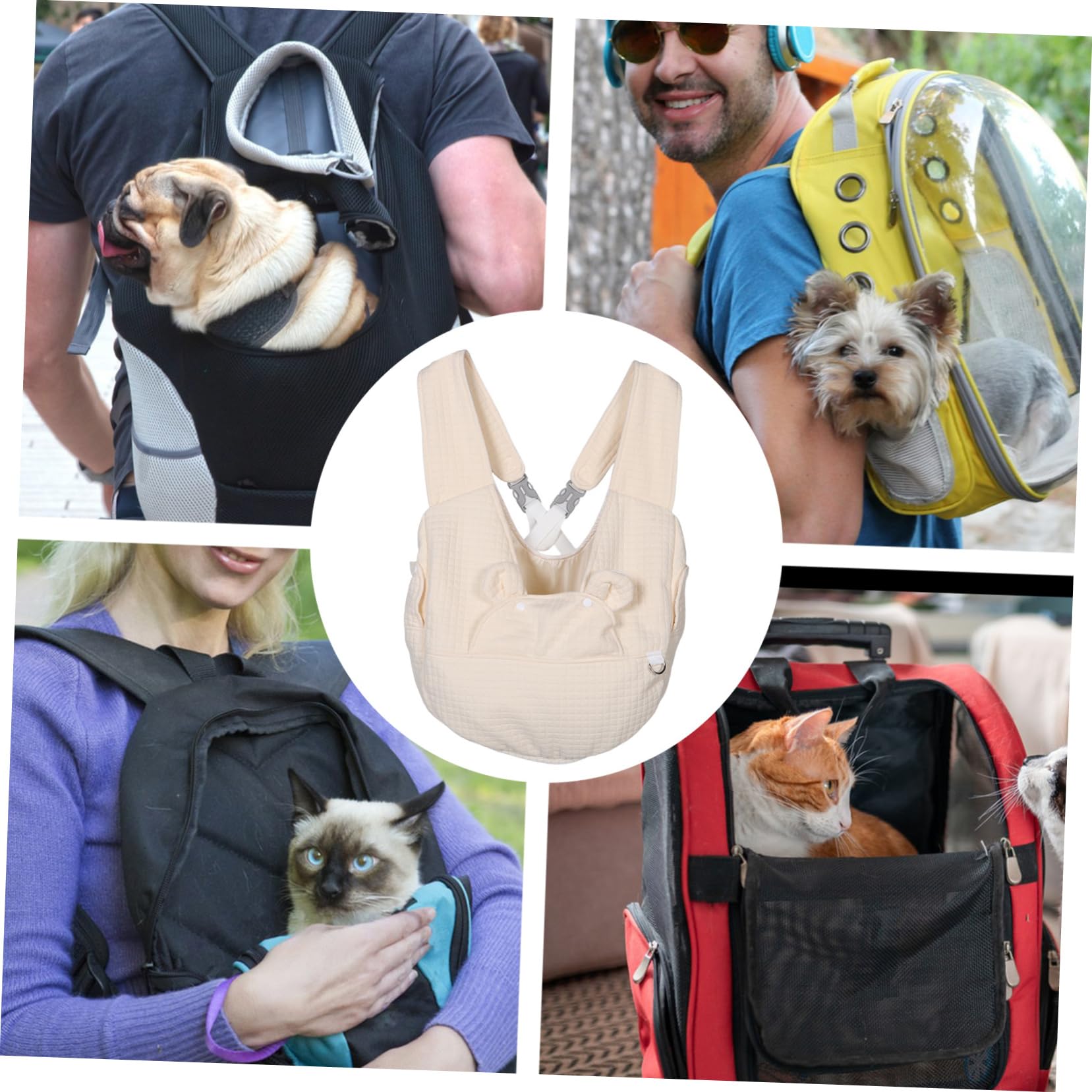 GANAZONO Welpenrucksack aus Baumwolle mit Atmungsaktivem Material und Transparentem Fenster Kleiner Haustier Tragerucksack für Reisen und Wandern mit Mehreren Fächern und Crossbody Design