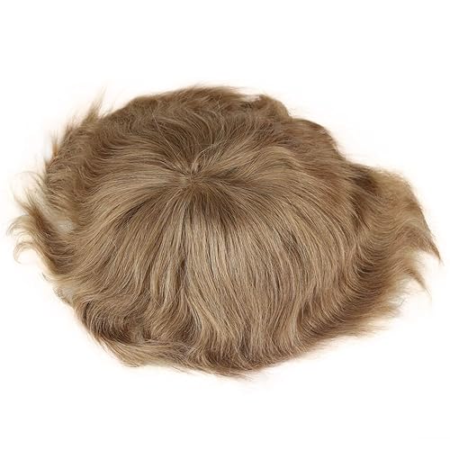 Miniatura 6 de Toupee para hombre de 10 x 8 pulgadas, cabello humano europeo suizo mono encaje de piel fina, sistema de reemplazo de cabello para hombres #21 color
