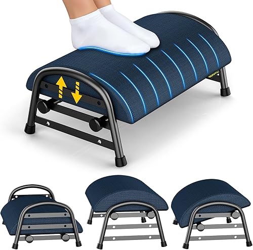 Miniatura 8 de Reposapiés ajustable para debajo del escritorio en el trabajo, reposapiés ergonómico debajo del escritorio con 6 posiciones, taburetes para silla