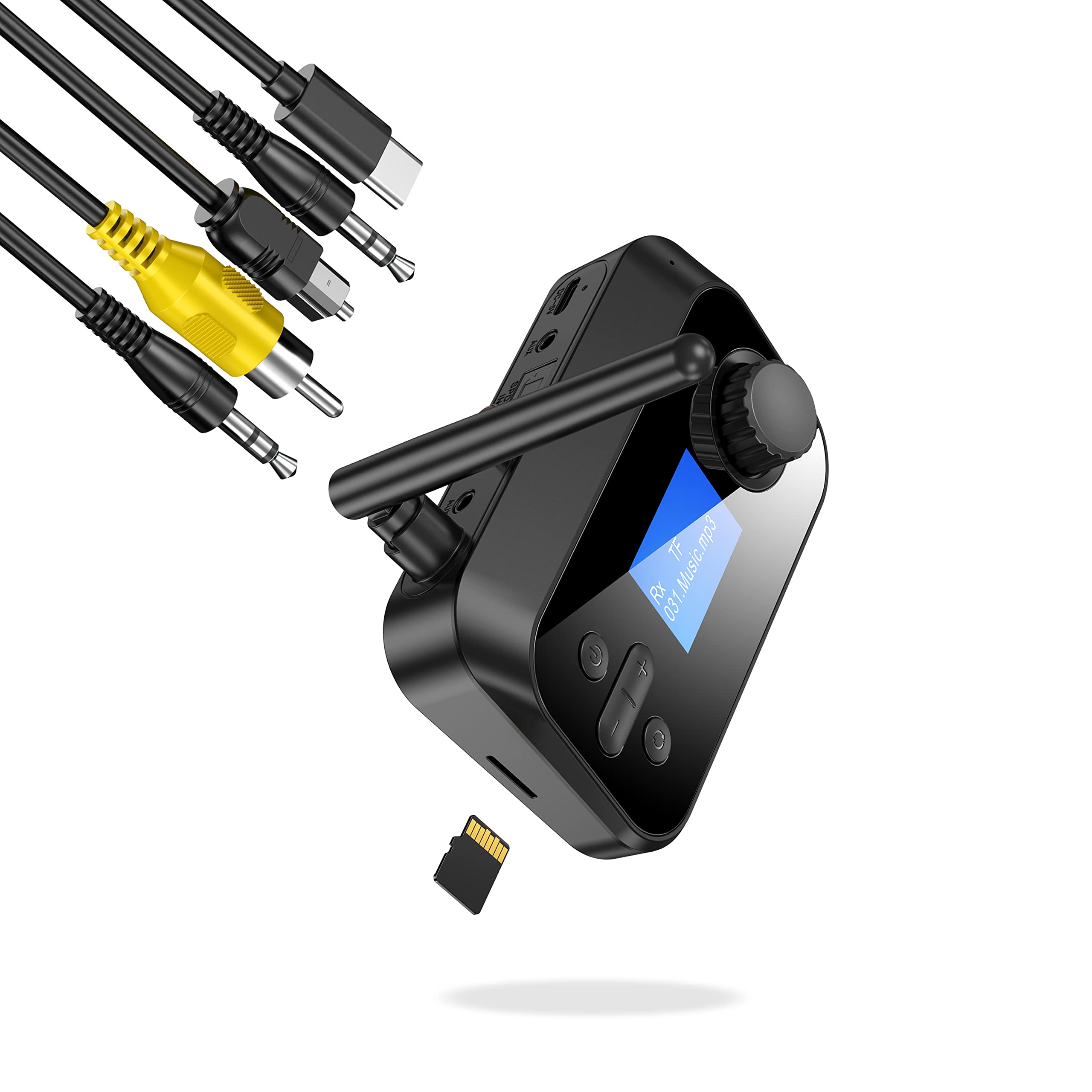 Photo 1 of Bluetooth Transmitter for TV, Bluetooth Audio Receiver, 2-in-1 Transmitter/Receiver, Support 3.5mm, RCA, Optical, Coaxial, TF Card, LCD Display, for PC/Headset/Home Stereo/Car(Single Channel Transmit)