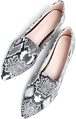 Hee Grand Flats for Women - Snakeskin Pointed Toe Ballet Flats, Slip-On Loafers