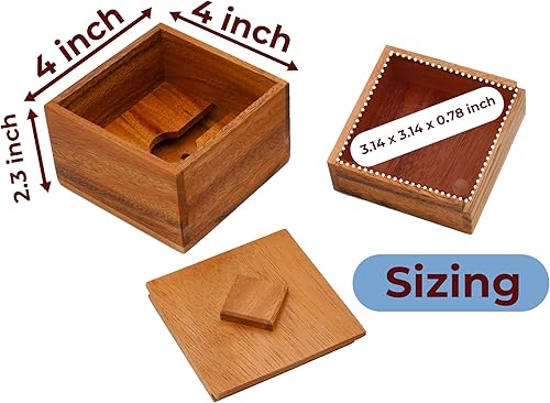 Miniatura 3 de BSIRI Treasure Riddle Box- Secret Box Brain Teaser Wooden Puzzle Boxes with Hidden Compartments. Ideal Mystery Box, Money Box, Jewelry Box, 3D
